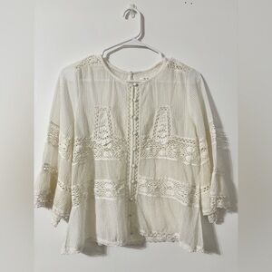 Tularosa Ivory Crochet Blouse (Revolve)